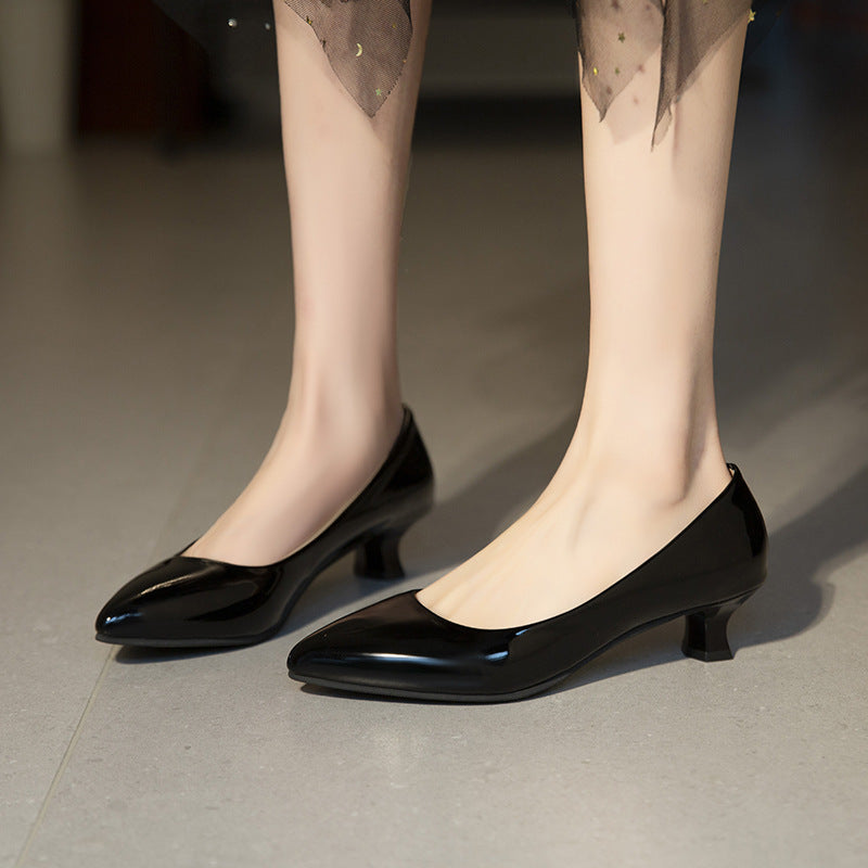 महिलाओं के लिए काले औपचारिक वस्त्र पेशेवर चमड़े के जूते