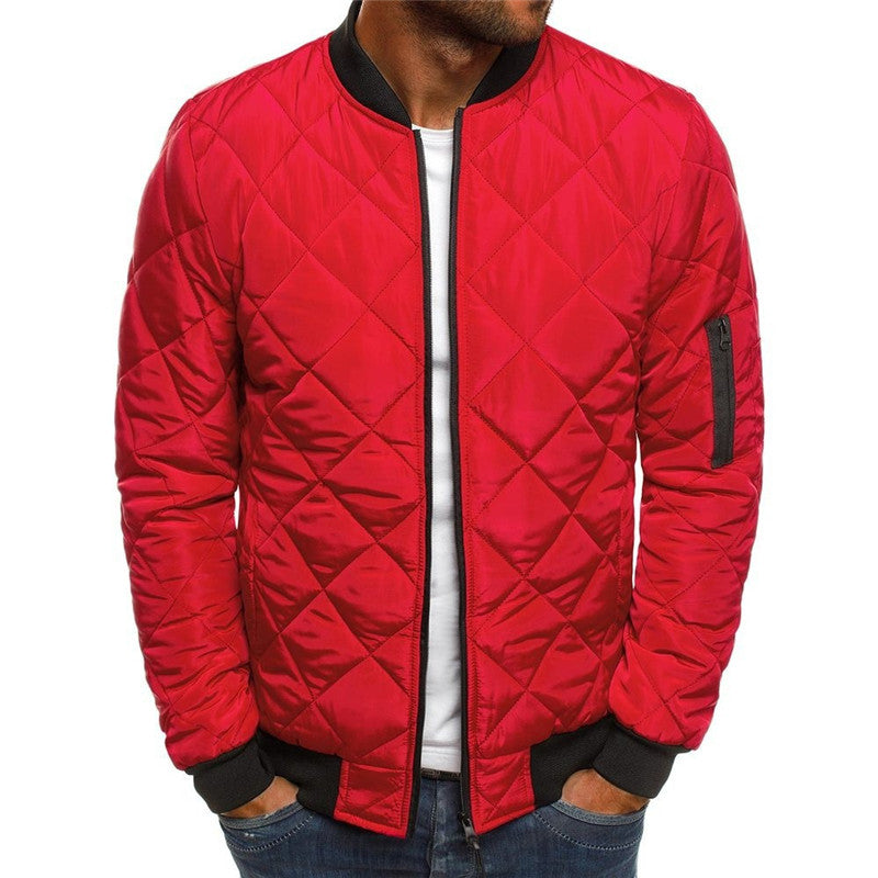 Einfarbig Mantel Winter Stehkragen Jacke Für Männer Mode Raute Nähen Design Mantel Casual Business Kleidung