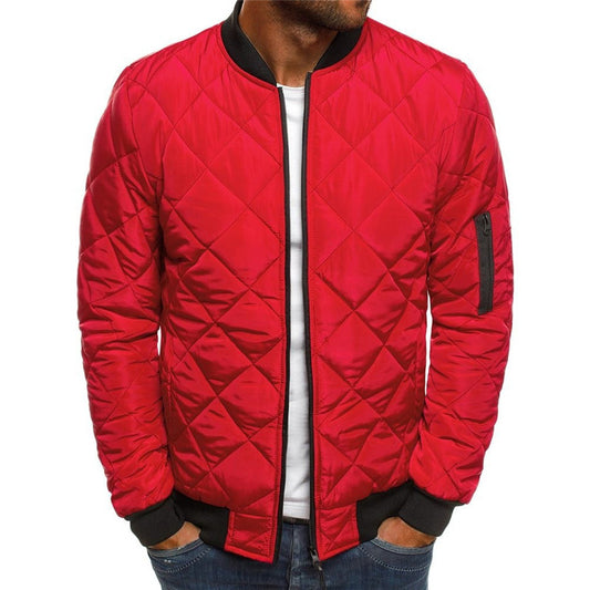 Casaco de cor sólida inverno gola jaqueta para homens moda losango costura design casaco casual roupas de negócios