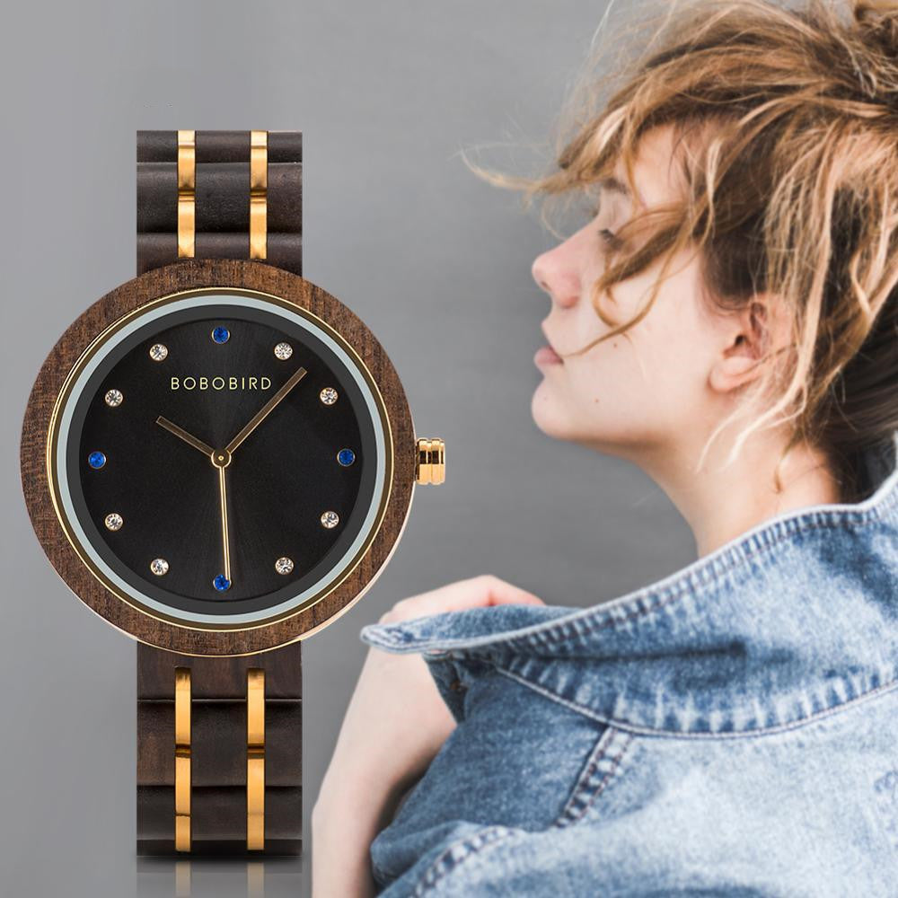 Relojes de mujer de madera maciza.