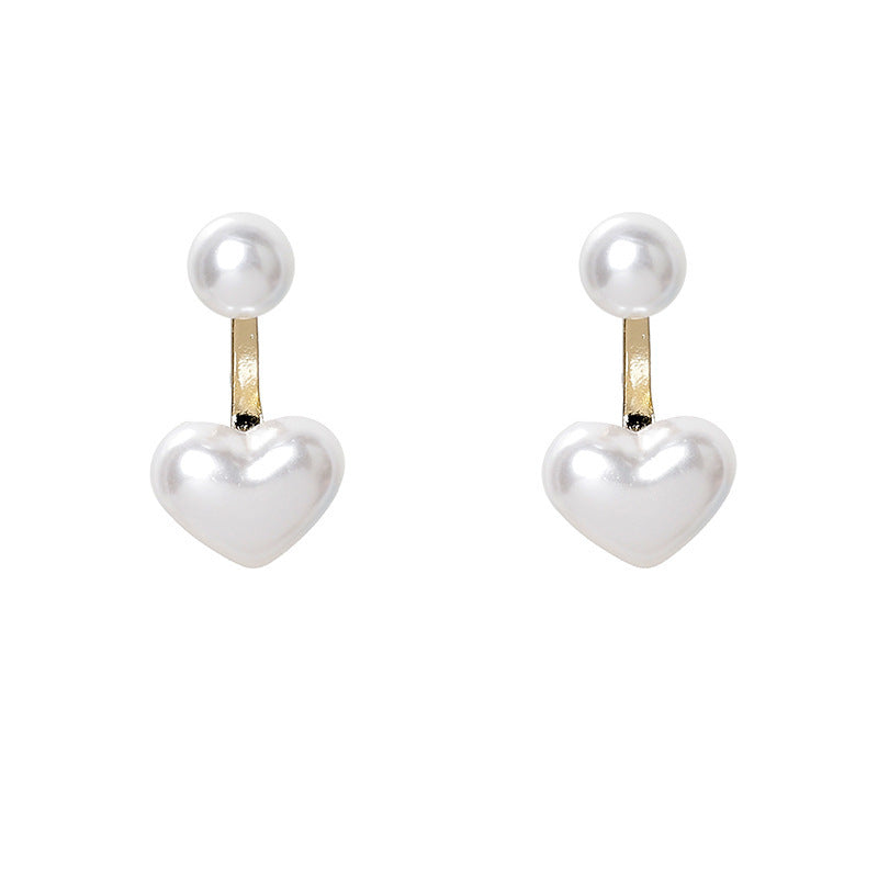 Aretes de perlas de amor de temperamento simple