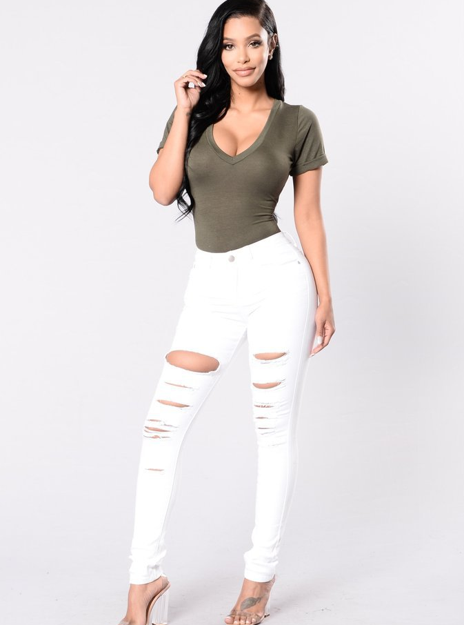 Novo casual sexy jeans mulher calças jeans de algodão fino meados de cintura rasgado buracos lápis calças cowboy jeans femme 