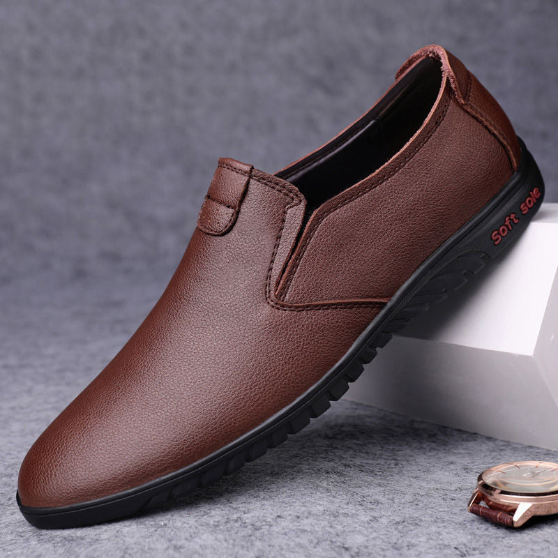 Zapatos de cuero casuales negros para hombre estilo coreano