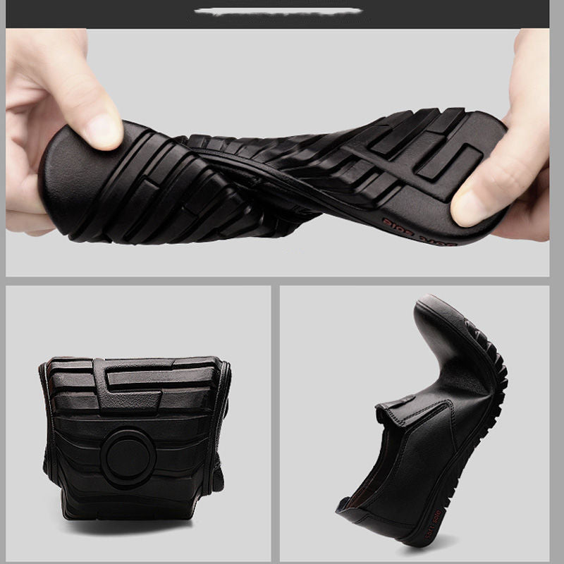Zapatos de cuero casuales negros para hombre estilo coreano