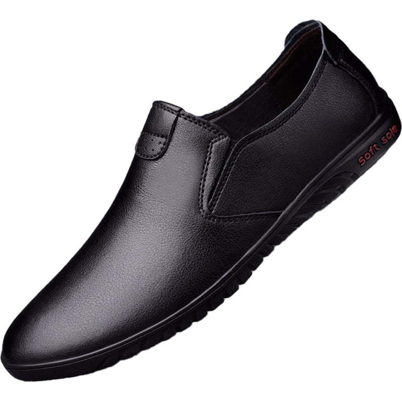 Zapatos de cuero casuales negros para hombre estilo coreano