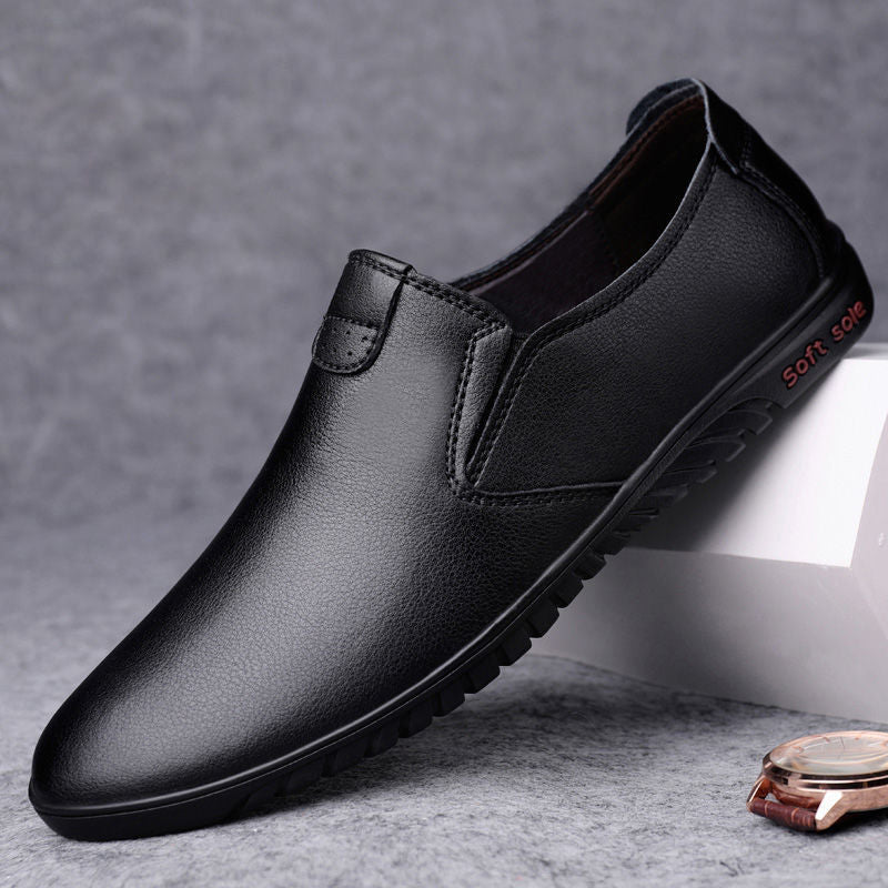 Zapatos de cuero casuales negros para hombre estilo coreano