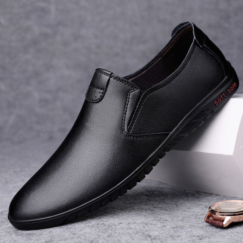 Chaussures en cuir décontractées noires pour hommes de style coréen