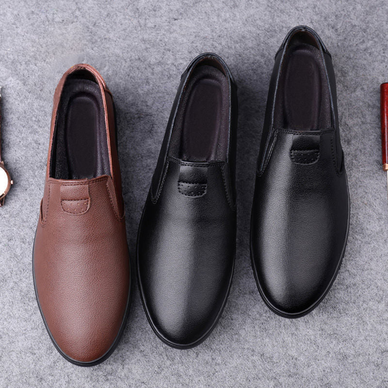 Zapatos de cuero casuales negros para hombre estilo coreano