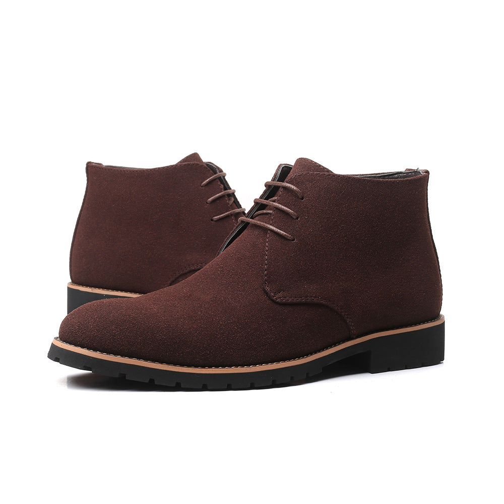 Sapatos masculinos casuais de couro Zhongbang, botas de couro com cadarço frontal e salto baixo, tamanho grande