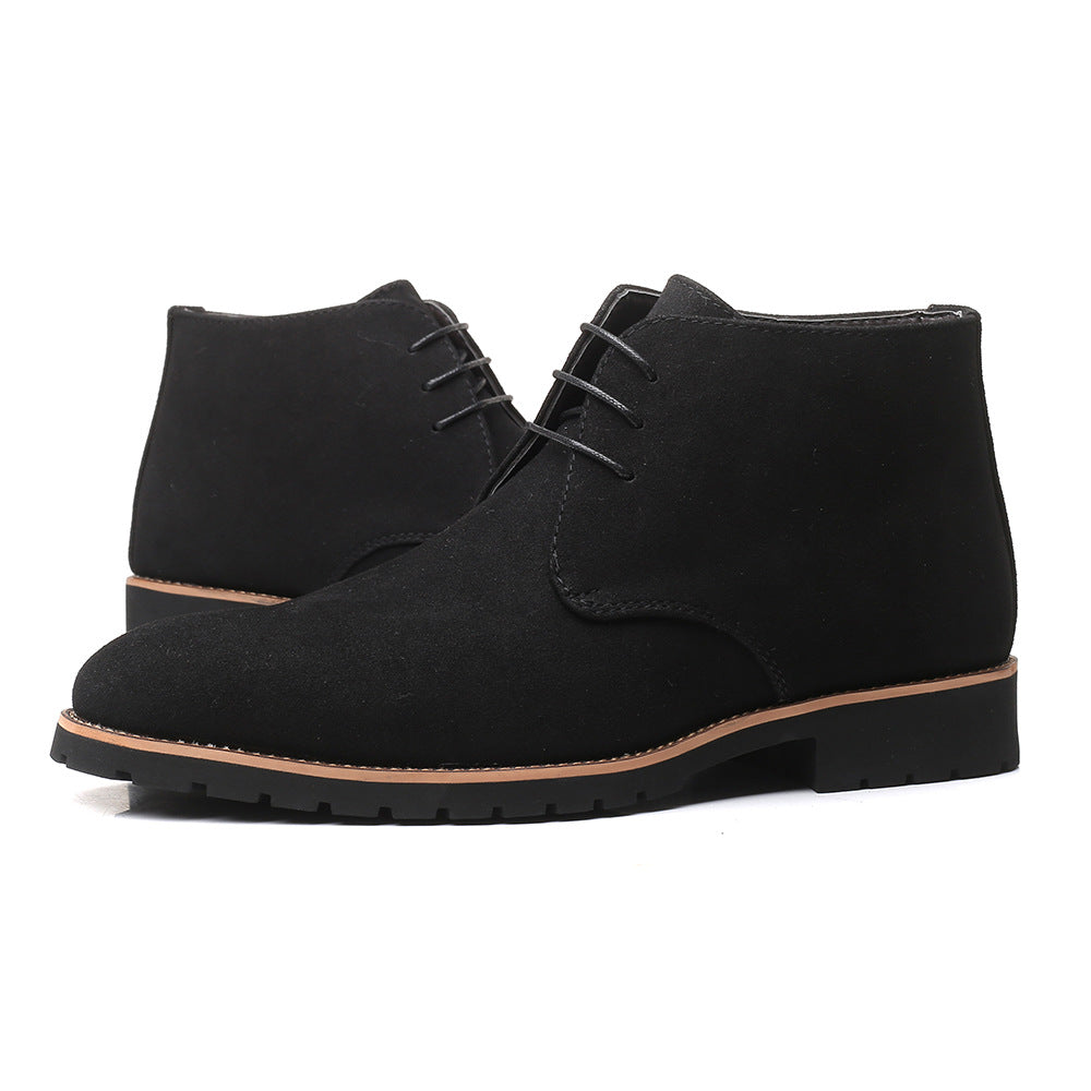 Sapatos masculinos casuais de couro Zhongbang, botas de couro com cadarço frontal e salto baixo, tamanho grande