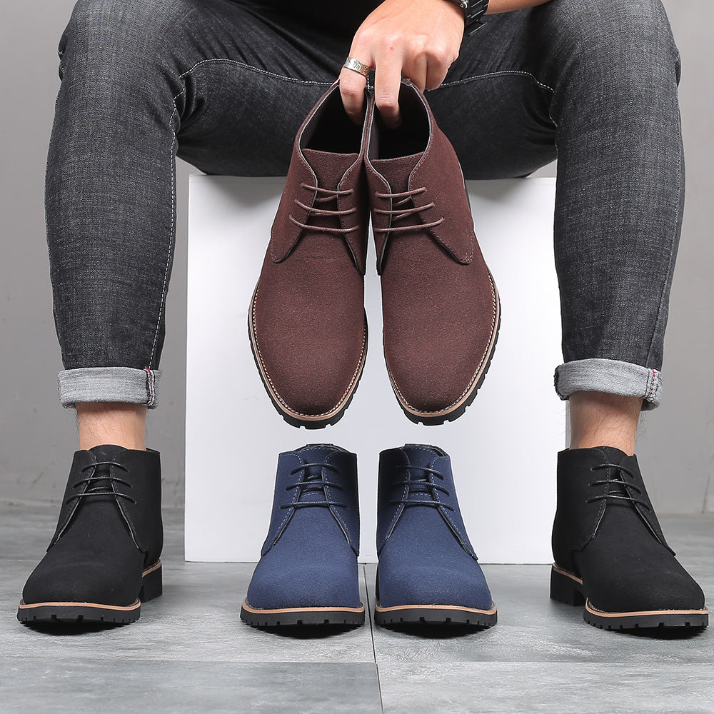 Chaussures en cuir décontractées pour hommes Zhongbang bottes en cuir à lacets sur le devant talon bas grande taille