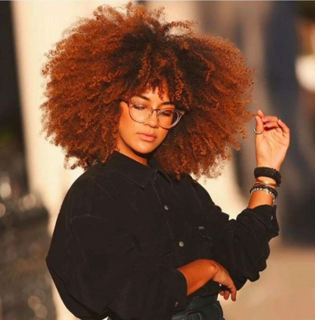 Peruca afro europeia e americana feminina, cabelo curto encaracolado, africano pequeno, cabelo encaracolado, malha de rosa, fibra química, perucas de arnês