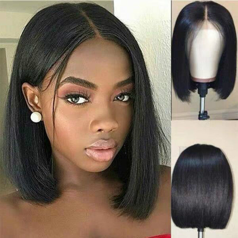 Peruca feminina cabelo humano curto perucas bob brasileiro preto feminino remy