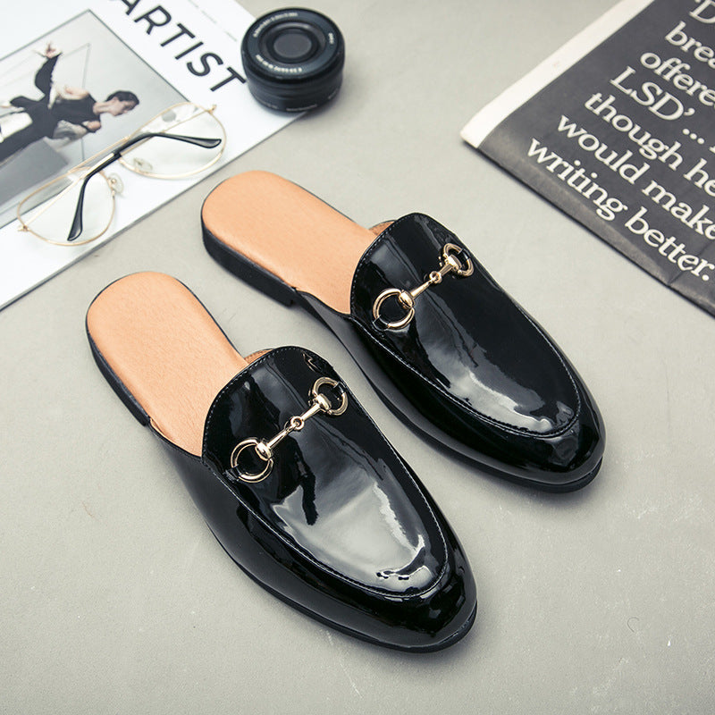 Summer Men's Bright Leather Semi-slipper Sandals