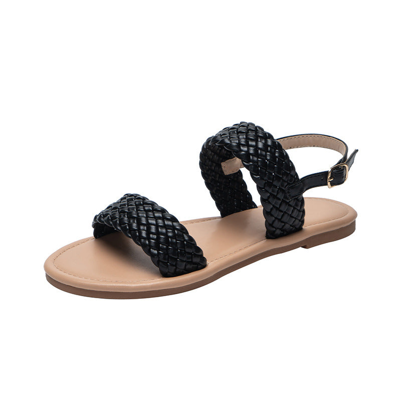 महिलाओं के जूते ग्रीष्मकालीन बुनाई सैंडल फ्लैट समुद्र तट जूते