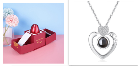 Cadeaux chauds de la saint-valentin en métal Rose bijoux boîte-cadeau collier pour mariage petite amie collier cadeaux