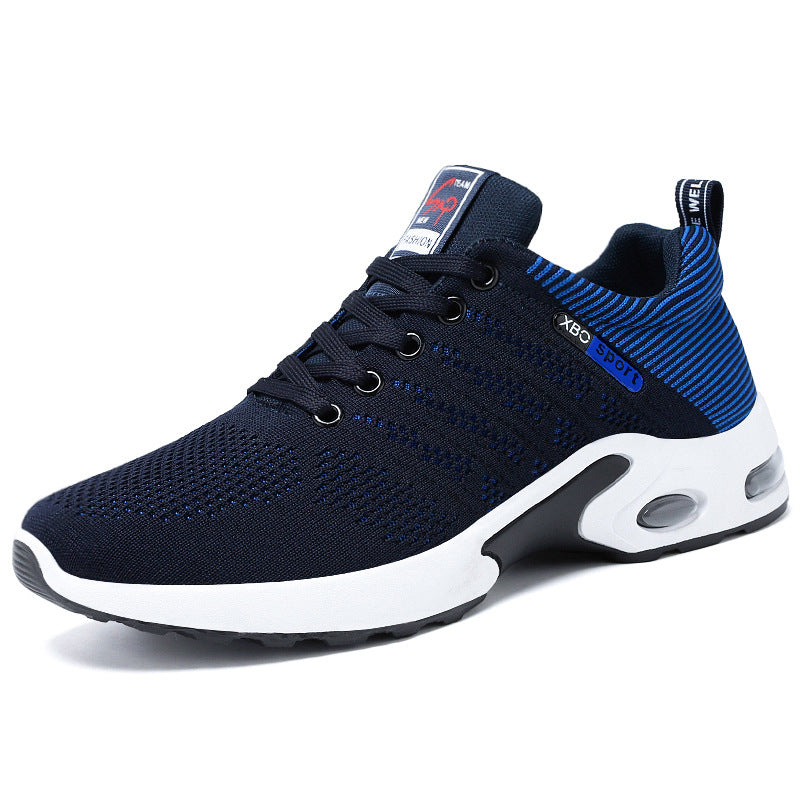 Moda malha sapatos com design listrado masculino ao ar livre respirável rendas tênis csual leve tênis de corrida esportes para homem