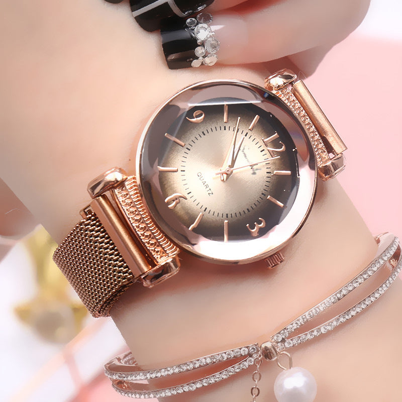 Relógio neutro feminino simples moda cinto de aço quartzo
