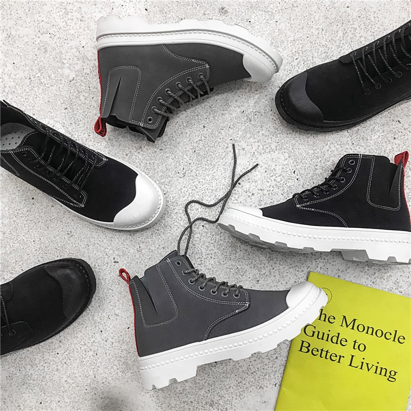 Botas de tobillo de moda para hombre, botas Martin de motocicleta para invierno y otoño, botas para hombre, botas para nieve, zapatos Oxford para hombre 