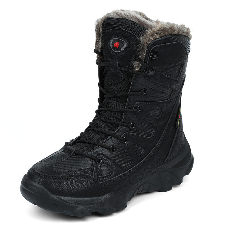 Snow Boots Cotton Boots Winter High-top Fleece-lined Warm Slugged Bottom Lace-up