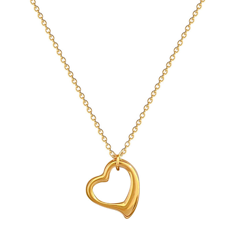 Pulseira simples amor coração forno real ouro frio colar feminino ins