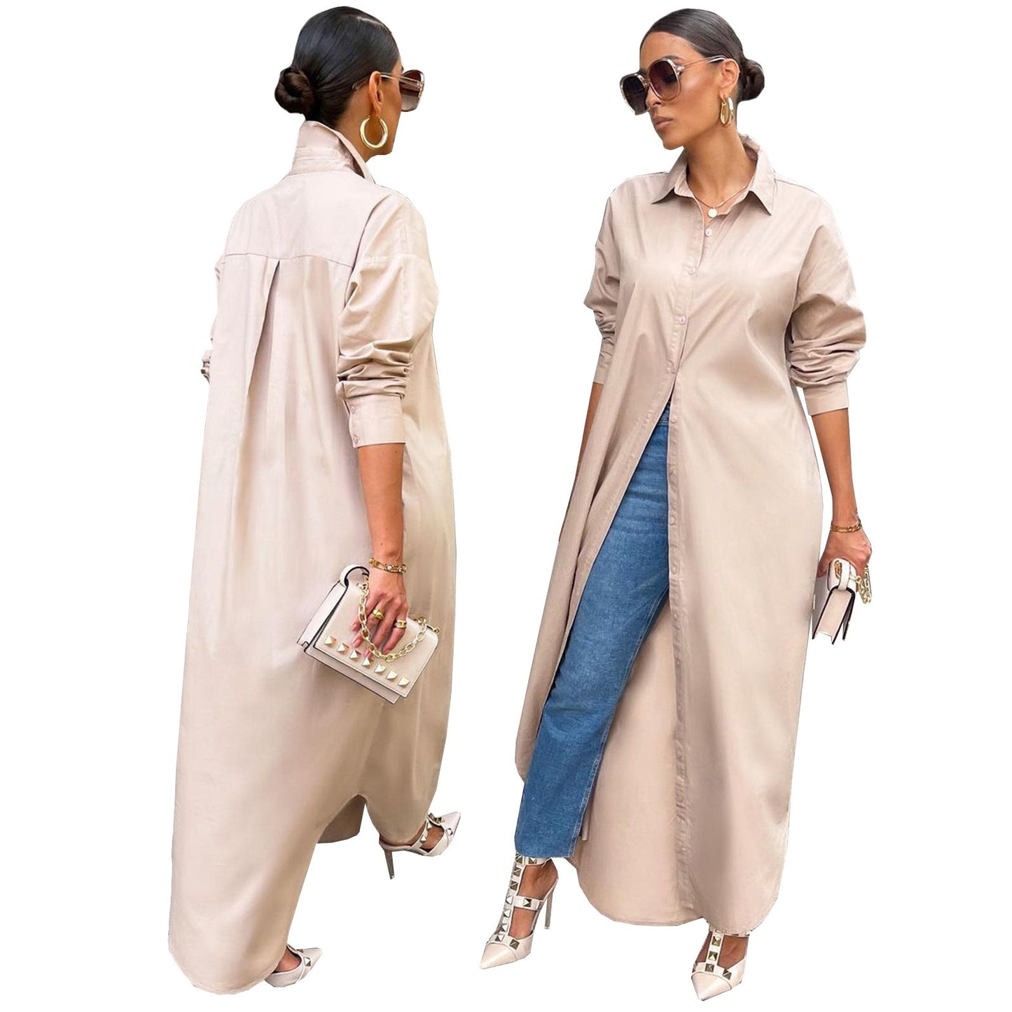 Casual Dresses Women Clothes Plus Size Fashion Girls' Skirt Bodycon Long Shirt Dress Women's Club Party Sexy Dresses