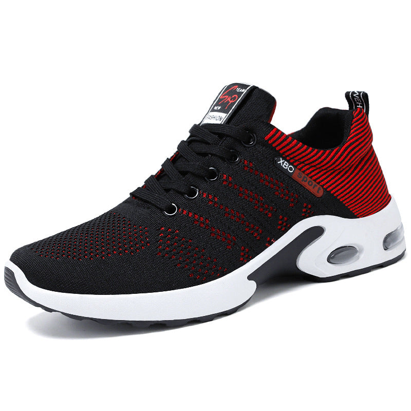 Moda malha sapatos com design listrado masculino ao ar livre respirável rendas tênis csual leve tênis de corrida esportes para homem