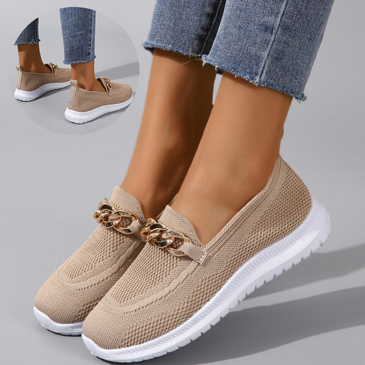 Zapatos planos con cadena Zapatos deportivos de malla para mujer para caminar