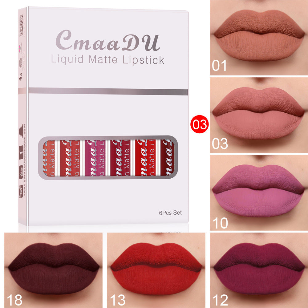 6 Schachteln mit mattem, antihaftbeschichtetem, wasserfestem Lippenstift und langanhaltendem Lipgloss