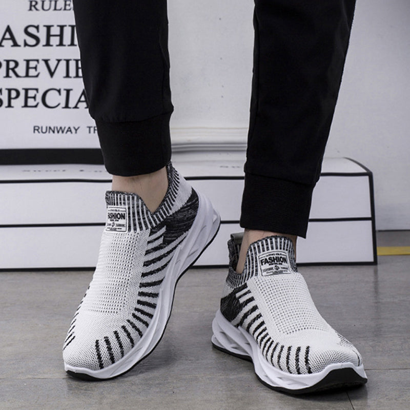 Sock Mesh Shoes Men Stripe Sneakers Lightweight Breathable Flat Shoes