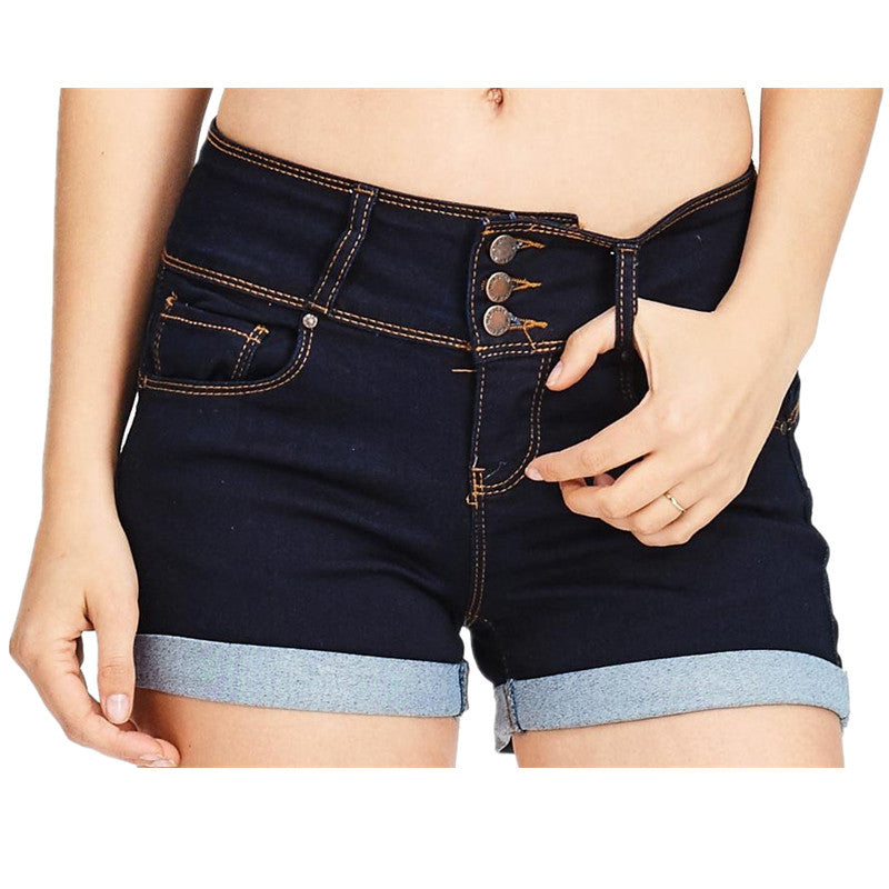 Waist-tight Denim Elastic Color Cloth Shorts Hot Pants Women