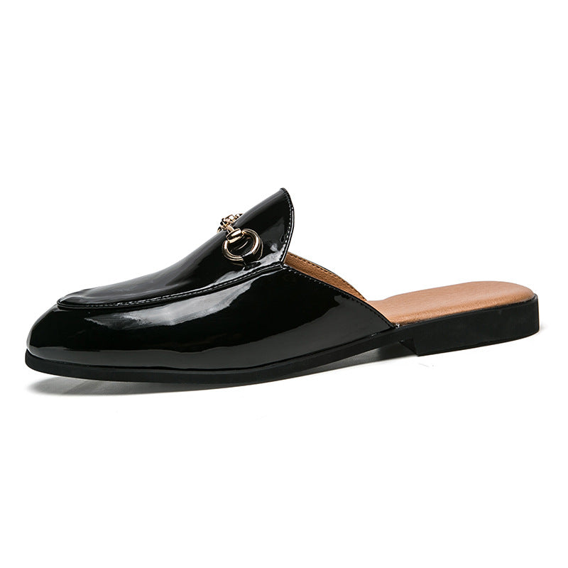 Summer Men's Bright Leather Semi-slipper Sandals