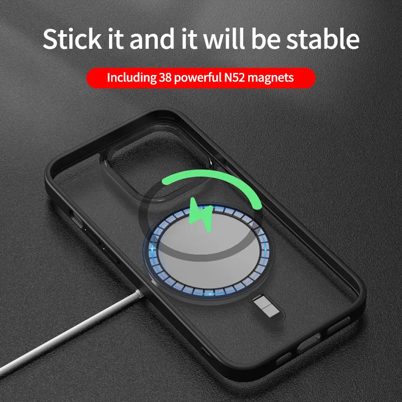 आईफोन 14 13 12 11 15 प्रो मैक्स फंडा मैग्नेटिक मैगसेफ वायरलेस चार्जिंग शॉकप्रूफ सेलफोन कवर के लिए लक्जरी क्लियर एचडी फोन केस 
