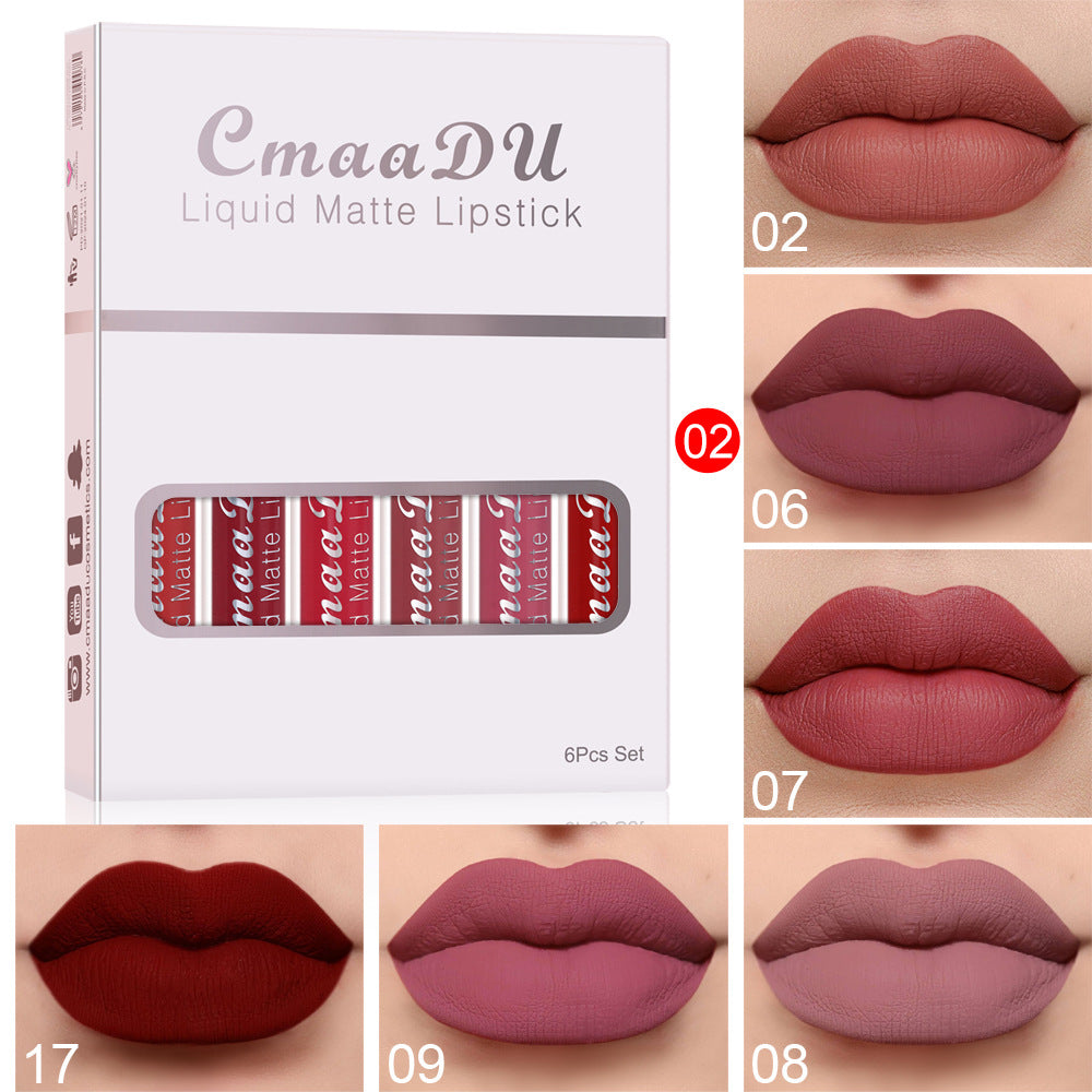 6 Schachteln mit mattem, antihaftbeschichtetem, wasserfestem Lippenstift und langanhaltendem Lipgloss