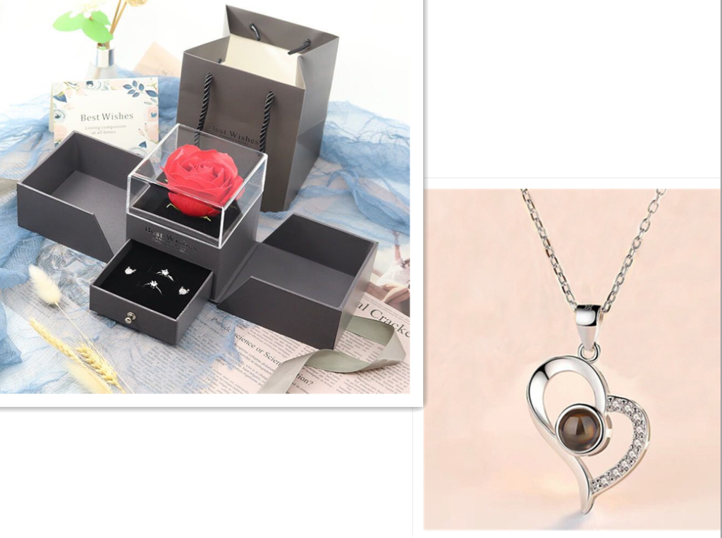 Cadeaux chauds de la saint-valentin en métal Rose bijoux boîte-cadeau collier pour mariage petite amie collier cadeaux