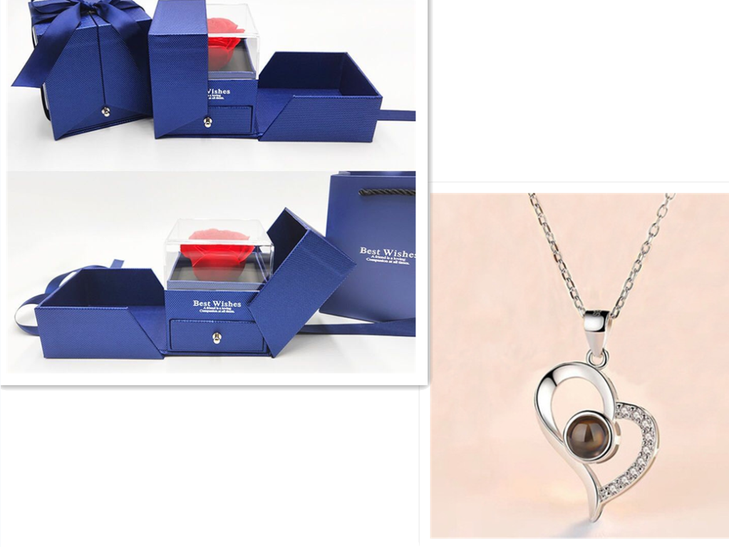 Cadeaux chauds de la saint-valentin en métal Rose bijoux boîte-cadeau collier pour mariage petite amie collier cadeaux