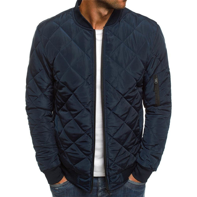 Einfarbig Mantel Winter Stehkragen Jacke Für Männer Mode Raute Nähen Design Mantel Casual Business Kleidung