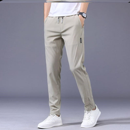 Pantalones con cordón Pantalones casuales finos Versión coreana Pantalones de chándal rectos sueltos Ropa para hombre