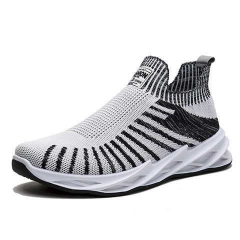 Socken-Mesh-Schuhe für Herren, Streifen-Sneaker, leichte, atmungsaktive, flache Schuhe