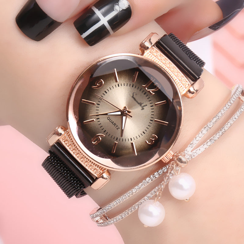 Relógio neutro feminino simples moda cinto de aço quartzo