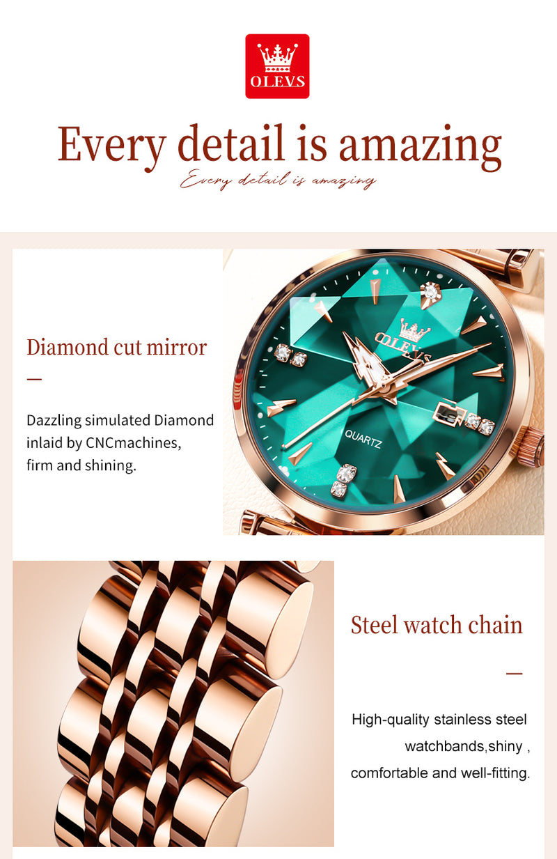 Women'S Watches Jewelry Quartz Watch Waterproof Stainless Steel Strap Rose Gold Watch for Women Fashion Watch Bracelet Set