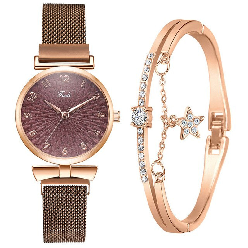 Luxury Women'S Watches Set Elegant Female Wristwatches Magnetic Mesh Band Rose Woman Watch Bracelet Montre Femme Reloj Mujer