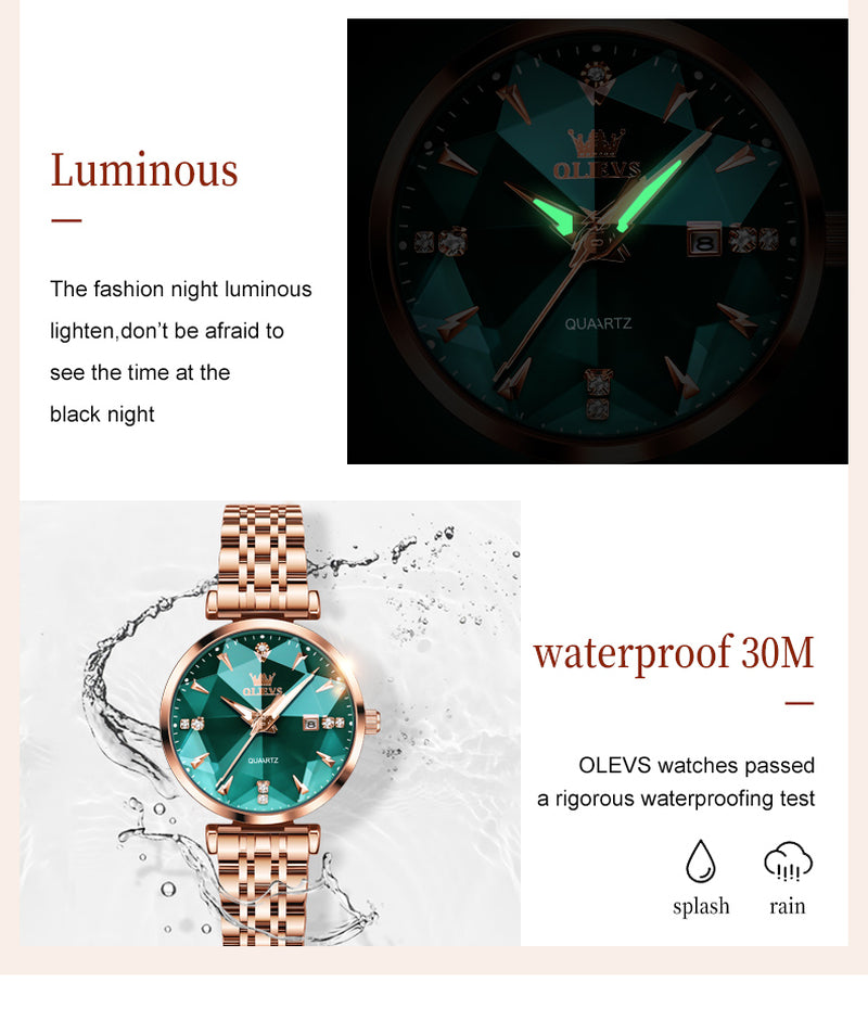 Women'S Watches Jewelry Quartz Watch Waterproof Stainless Steel Strap Rose Gold Watch for Women Fashion Watch Bracelet Set