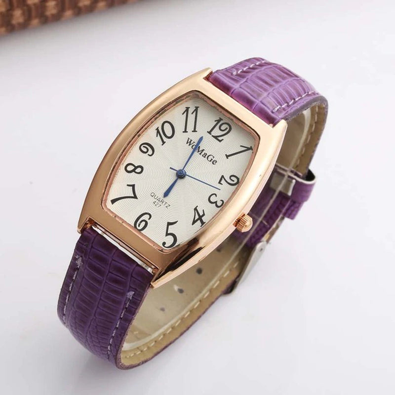 WOMAGE Watch Fashion Women Dress Watches Tonneau Case Women'S Watches Yellow Leather Watch Quartz Dames Horloges Montre Femme