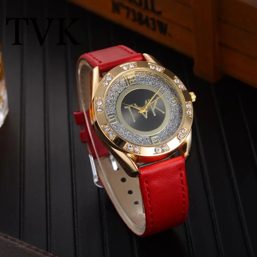 Women Wacthes 2023 Luxury Top New Crystal Gold Casual Quartz Watch Women Leather Strap Relogios Feminino Ladies Wrist Watch Hot