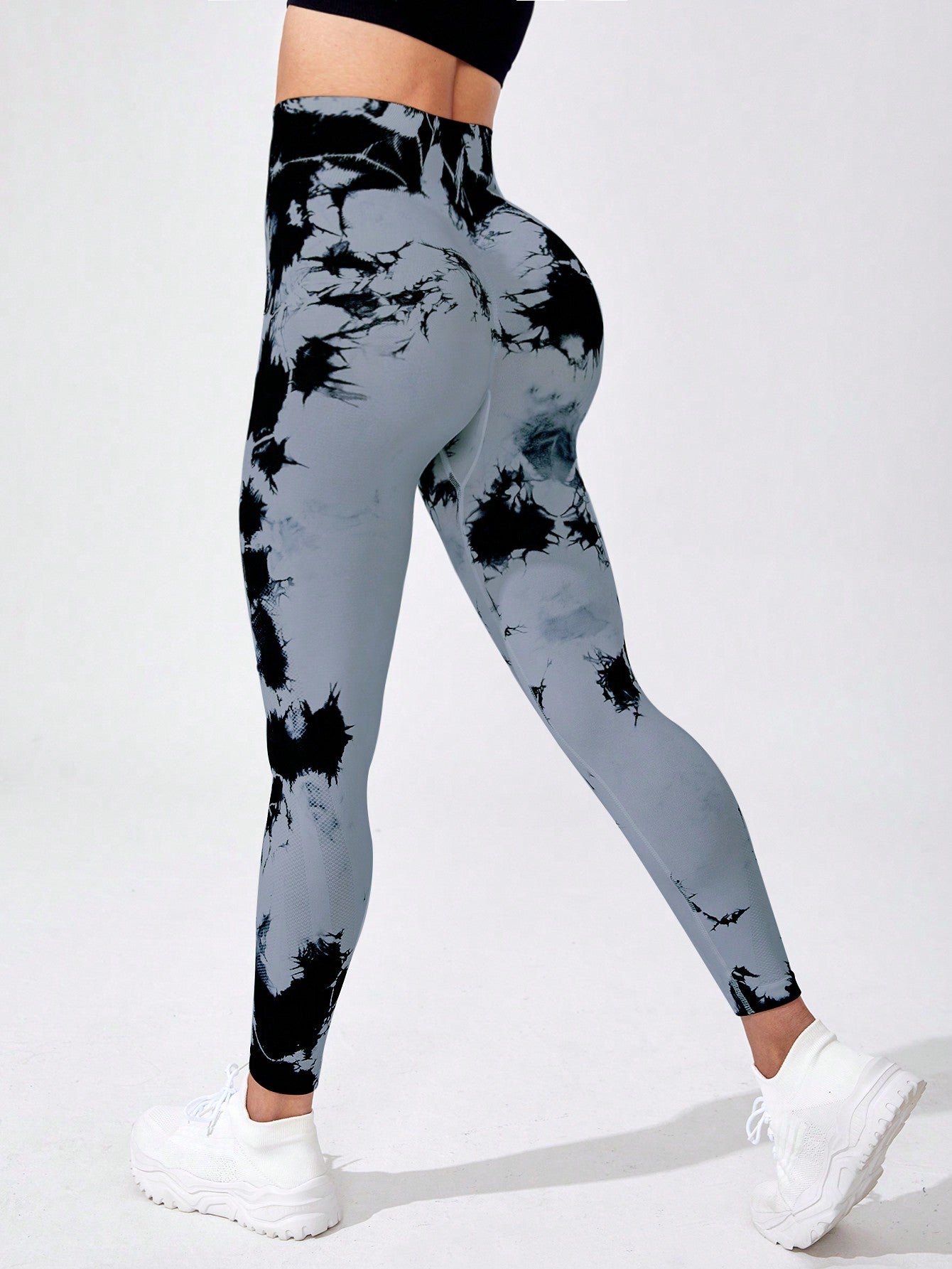 SHEIN Yoga Trendy Tie Dye Tummy Control Sports Leggings
