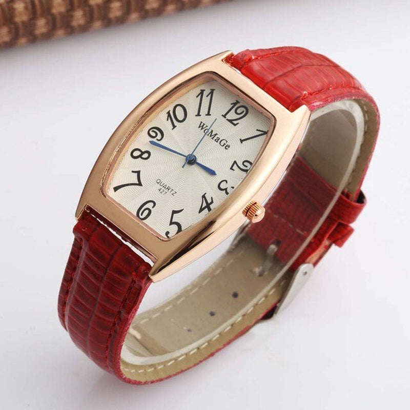 WOMAGE Watch Fashion Women Dress Watches Tonneau Case Women'S Watches Yellow Leather Watch Quartz Dames Horloges Montre Femme