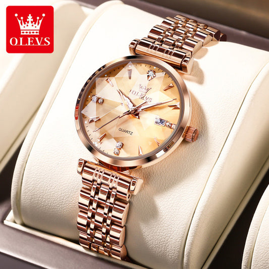 Women'S Watches Jewelry Quartz Watch Waterproof Stainless Steel Strap Rose Gold Watch for Women Fashion Watch Bracelet Set