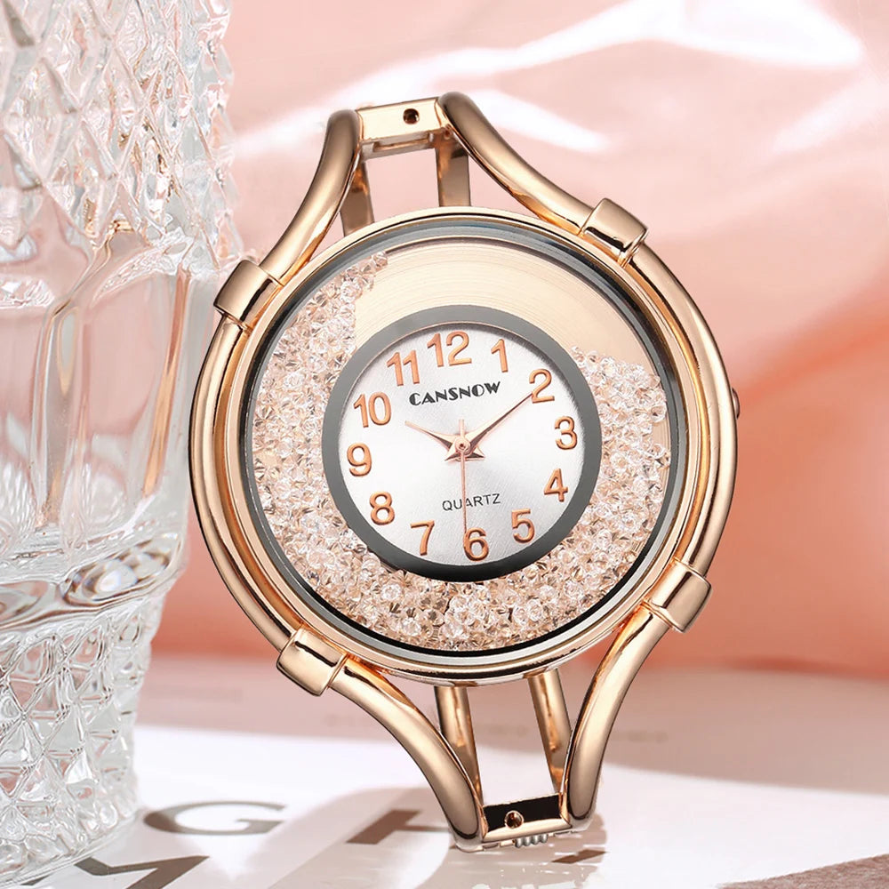 Women'S Watches Gold Diamond Quartz Bracelet Wrist Watch Big Dial Ladies Clock Stainless Steel Reloj Mujer Gift for Girlfriend