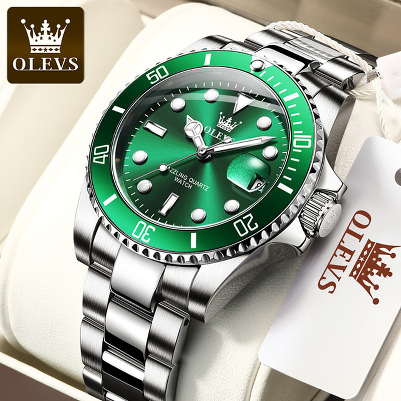 OLEVS Blue Water Ghost Mens Watches Stainless Steel Top Brand Luxury Quartz with Watch for Men Relogio Masculino Watch for Man